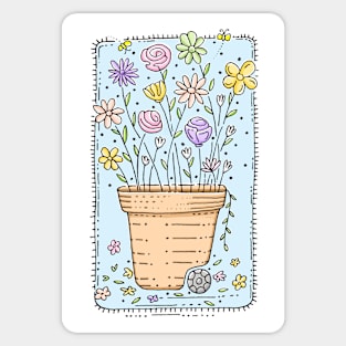 Blooming Flower Dust Bean Hand Drawn Illustration Sticker